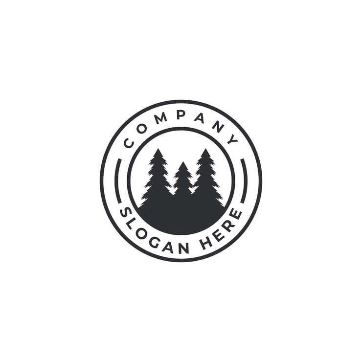 Vector pine and mountain
