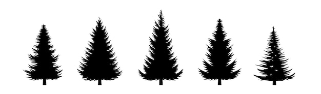 Pine silhouette Tree set Christmas tree Fir silhouette