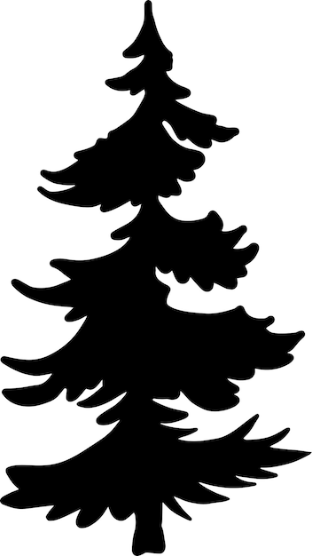 Vector pine silhouette tree silhouette flat illustration vector