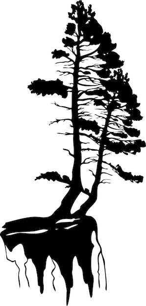 Pine silhouette Tree silhouette Flat illustration Vector