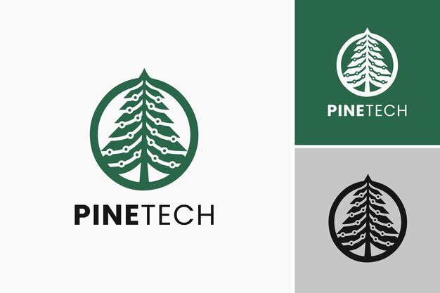 Pine Tech Logo is een ontwerpmiddel met een logosjabloon waarin een dennenboommotief is verwerkt