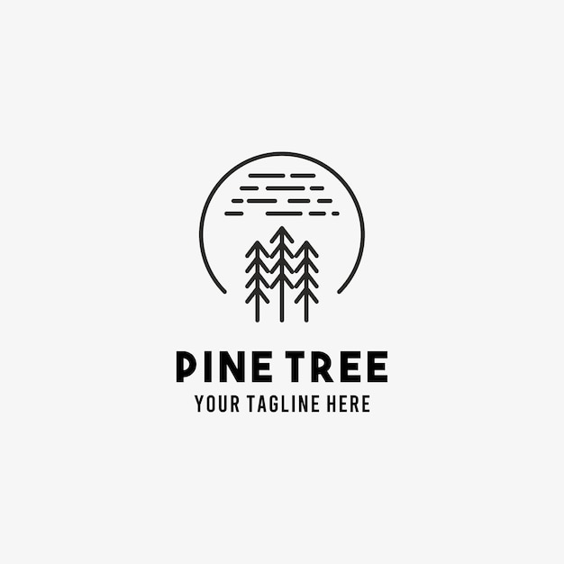 Pine tree flat style design symbol logo illustration  