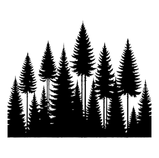 Vector pine tree forest fir trees silhouette