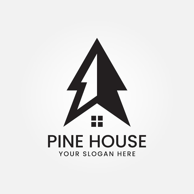 Vector pine tree house logo vector icon design