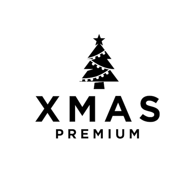 松の木の文字初期ロゴ アイコン デザイン メリー クリスマス クリスマス