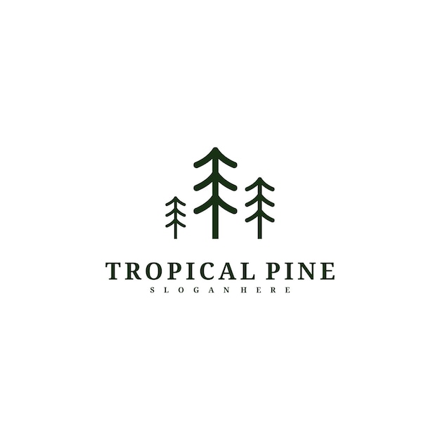 Pine Tree logo design vector template Tropical forest logo concepts illustration