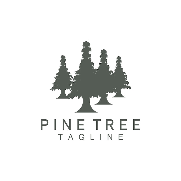 Pine Tree Logo Green Plant Vector Tree Silhouette Design Icon Illustration Template