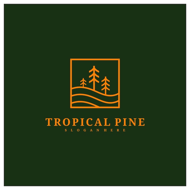 Pine Tree logo ontwerp vector sjabloon Tropisch bos logo concepten illustratie