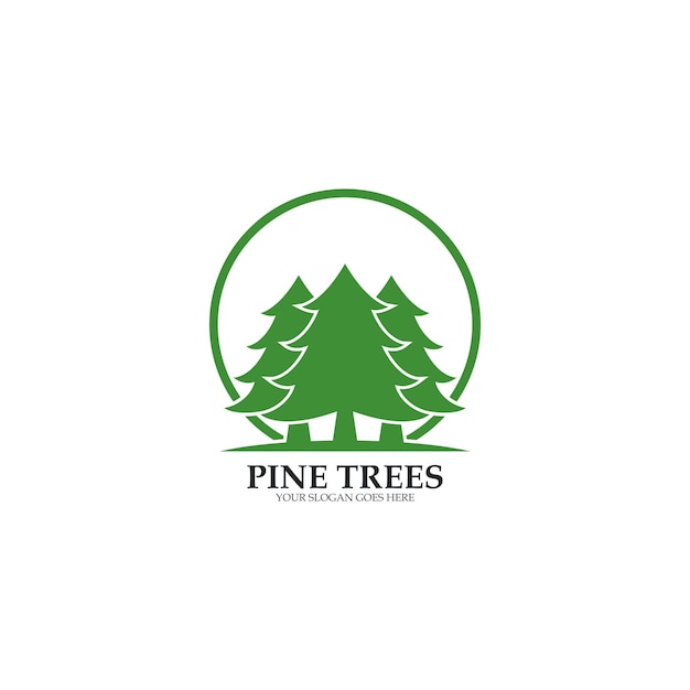 Vettore illustrazione dell'icona di vettore del modello di logo dell'albero di pino