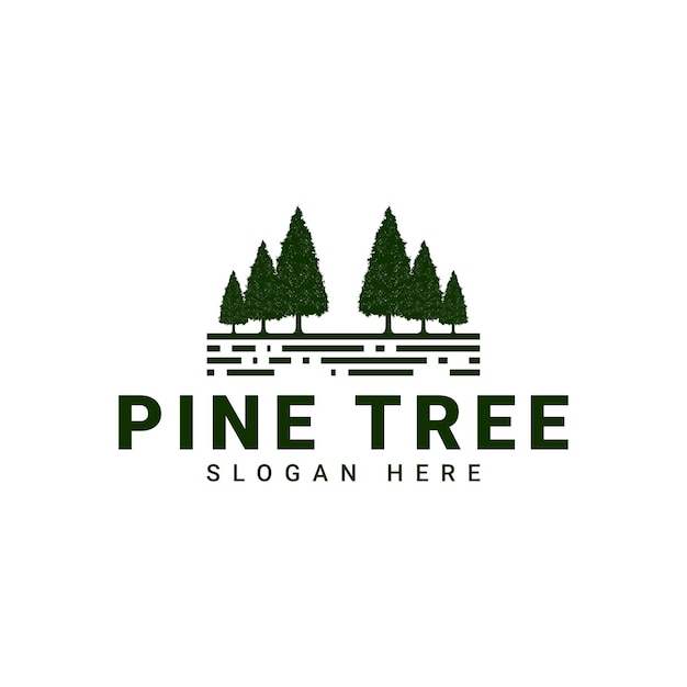 Logo dell'albero di pino, questo logo è ispirato agli alberi di pino nella foresta