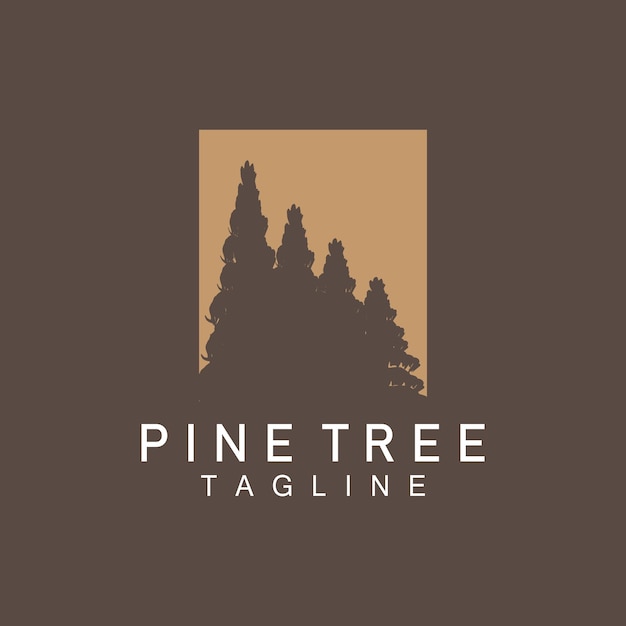 Pine tree logo vector design illustration template evergreen tree vintage silhouette forest