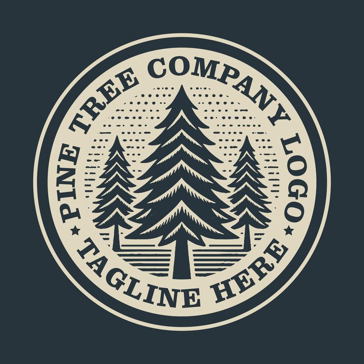 Vector pine tree logo vector vintage illustration design