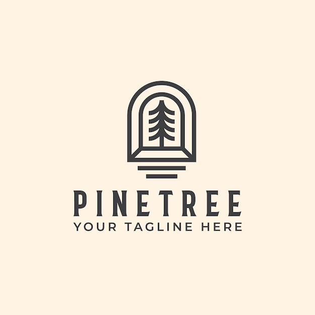 Pine tree monoline logo sjabloon