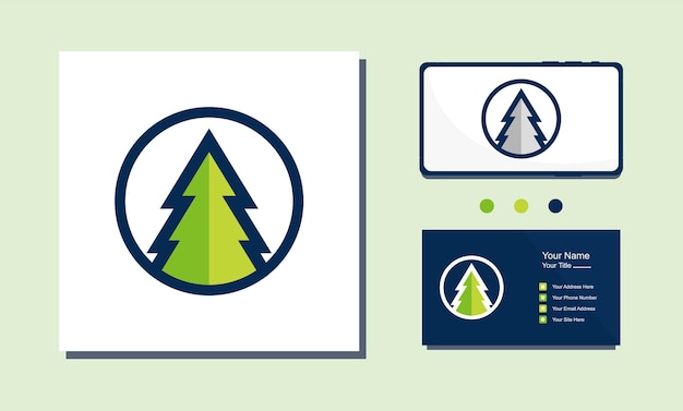 Pine tree pinus forest minimalist modern logo design icon vector