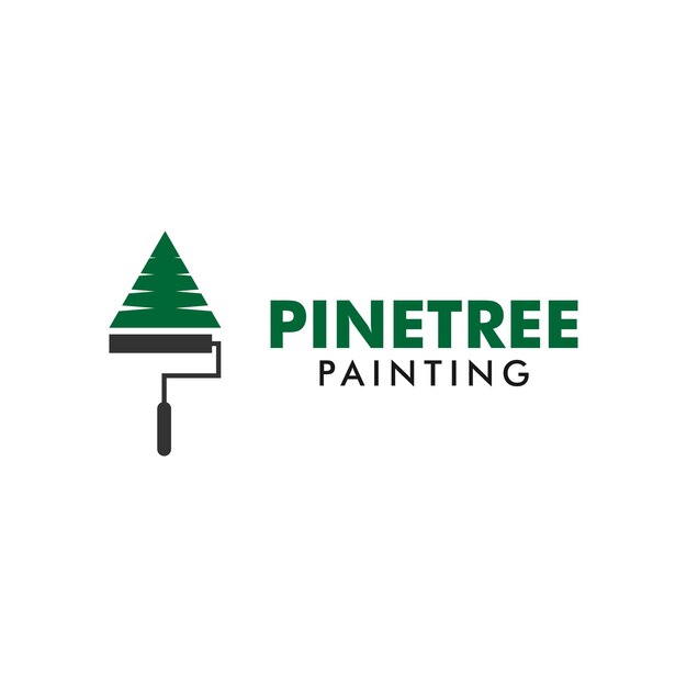 Pine tree schilderij logo ontwerp