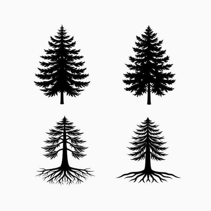 Vector pine tree silhouette collection vector