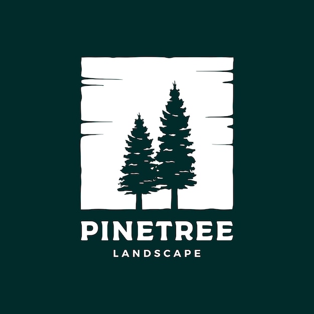 Illustrazione di vettore di progettazione di logo della siluetta dell'albero di pino