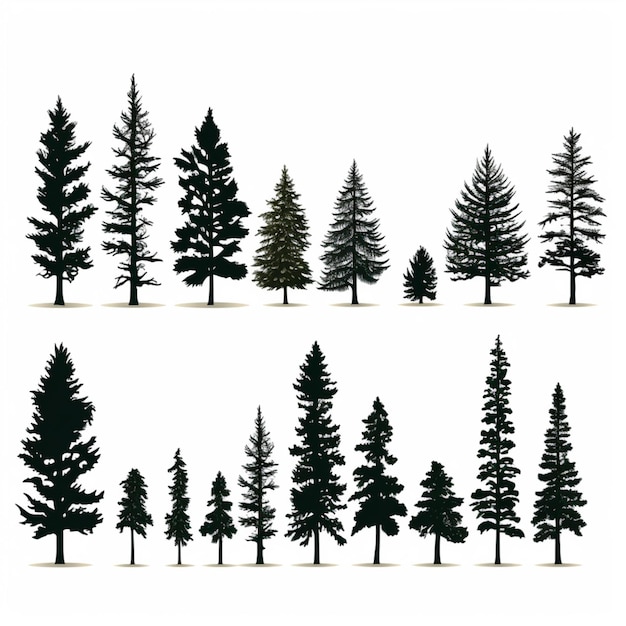 Pine tree silhouettes cartoon vector