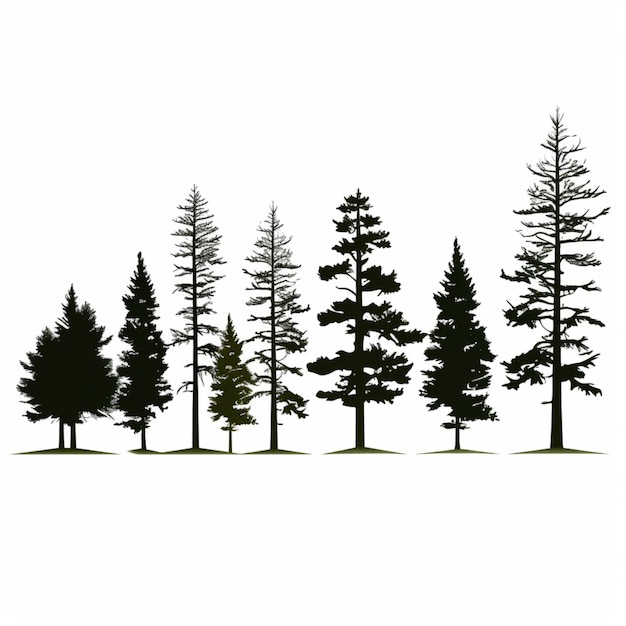 Vector pine tree silhouettes cartoon vector