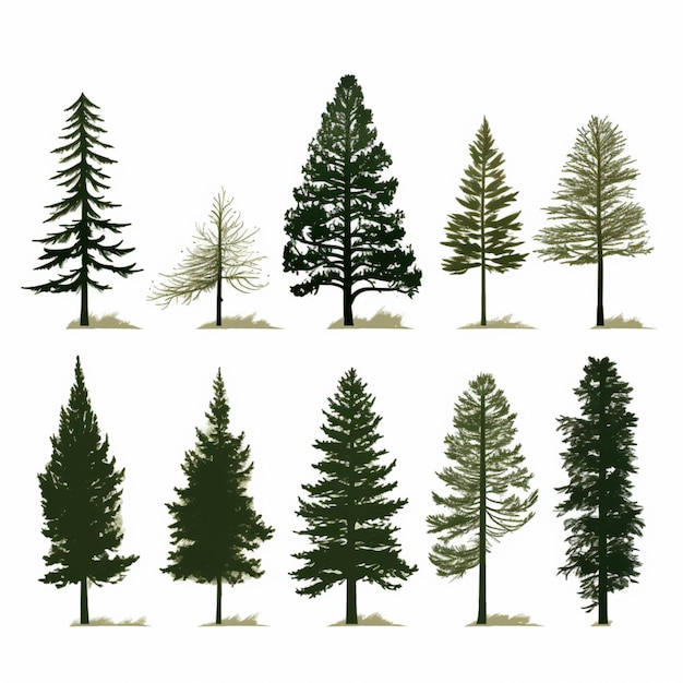 Vector pine tree silhouettes cartoon vector