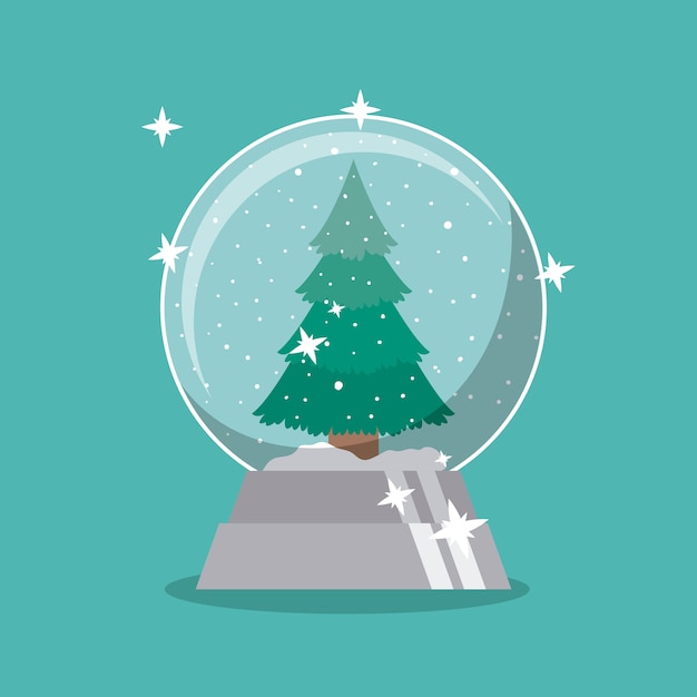 Vector pine tree and sphere icon