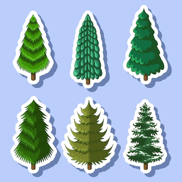 Vector pine tree sticker vector illustration