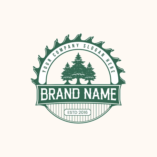 松の木旅行冒険会社レトロ ビンテージ バッジ ロゴ デザイン