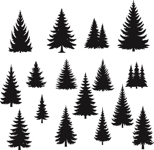 pine tree vector Black art free set