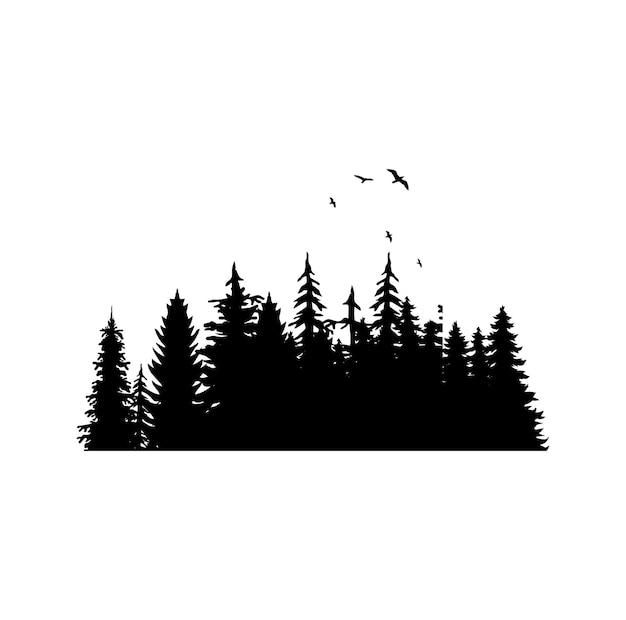 Pine tree vector forest tree silhouette