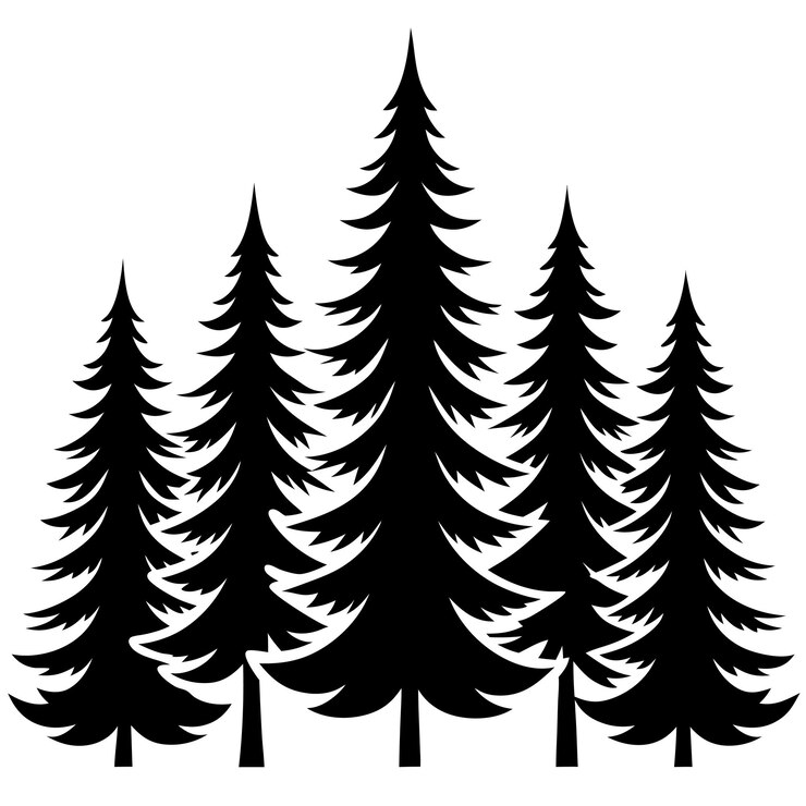 Вектор векторная иллюстрация соснового дерева evergreen forest line art design