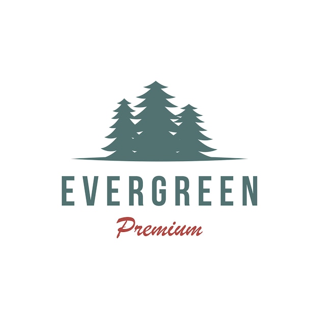 Pine treeevergreen and mountain vintage Logo designLogo for adventurer camping nature badge and business