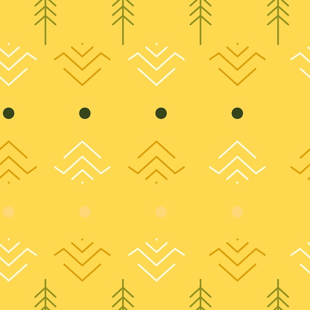 Pine trees ornament repeat pattern design Handdrawn background Scandinavian pattern for wrapping