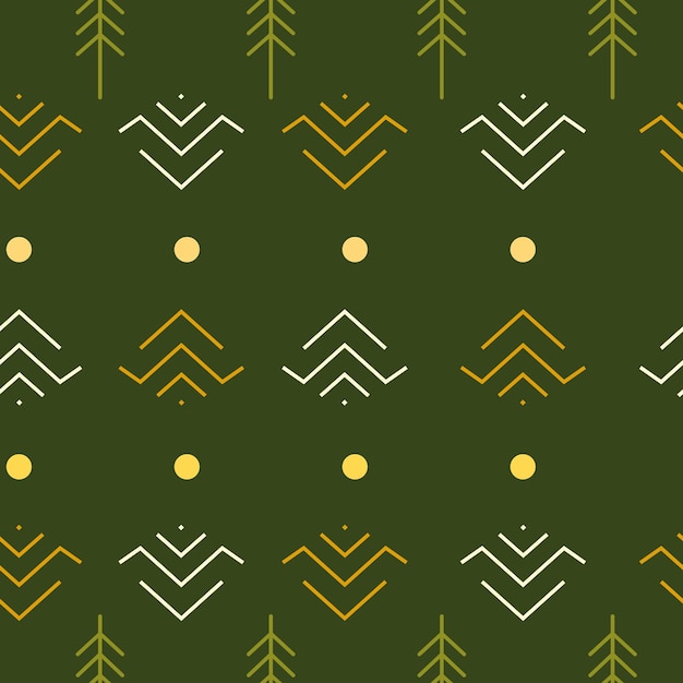 Pine trees ornament repeat pattern design Scandinavian pattern for wrapping paper