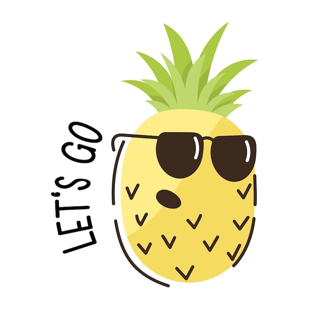 Banner ananas in stile piatto, vettore modificabile