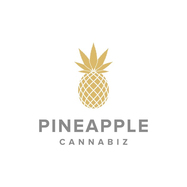 Ananas e cannabiz semplice elegante design geometrico creativo moderno logo