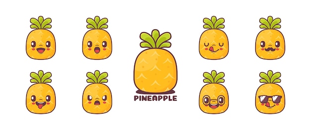 Pineapple cartoon fruit vector illustration