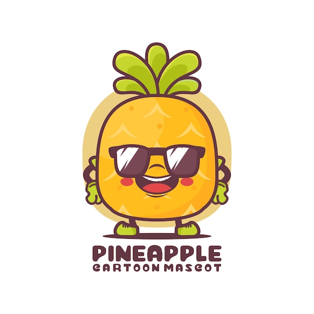 Pineapple cartoon mascot fruit vector illustration