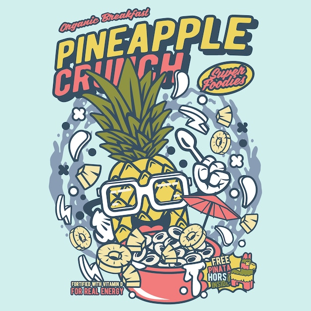 Cartone animato di scricchioli di ananas