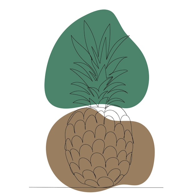 Pineapple drawing one continuous line vector