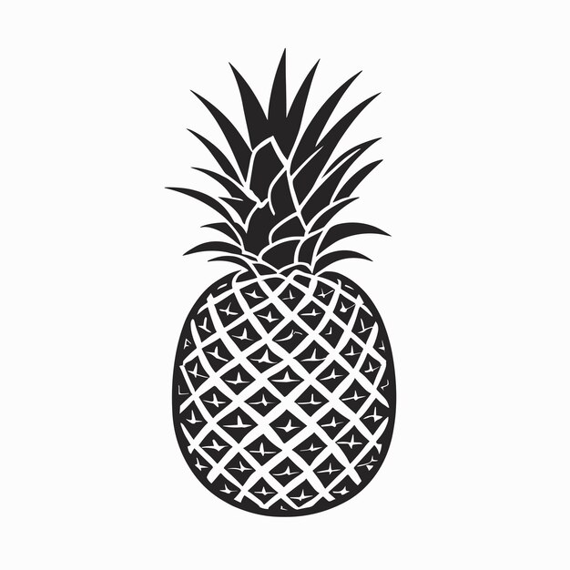 Pineapple drawing silhouette outline illustration