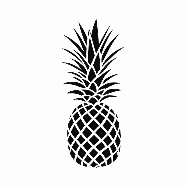 Pineapple drawing silhouette outline illustration