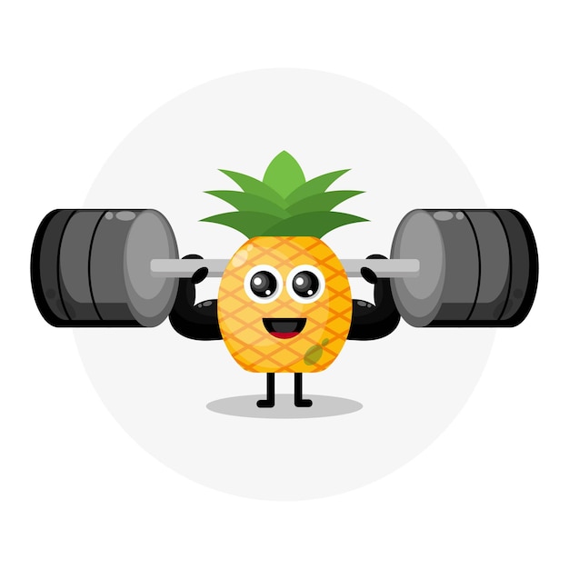 Vector pineapple fitness cute character logo