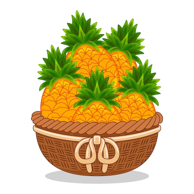 pineapple fruit in basket vector illustration