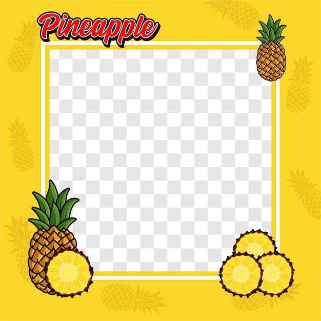 Vector pineapple fruit photo frame cover background design