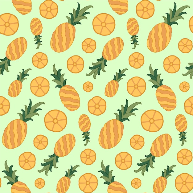 Pineapple fruit vector seamless pattern design