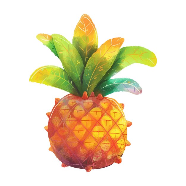 Vector pineapple fruit watercolor illustration 3