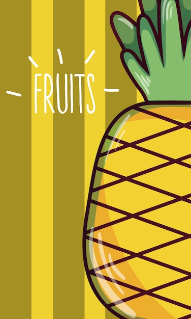 Ананас фрукты мультфильм векторные иллюстрации графический дизайн