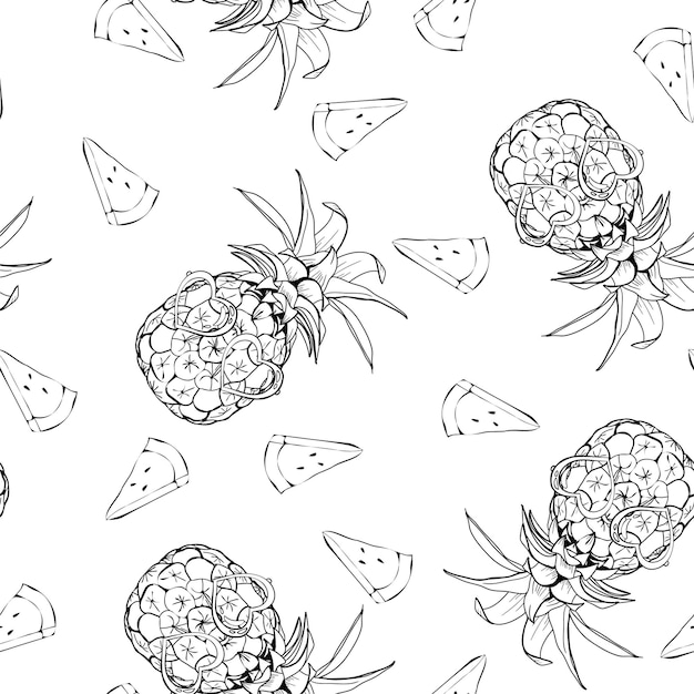 Ananas occhiali modello frutta modello illustrazione vettoriale seamless pattern di sfondo