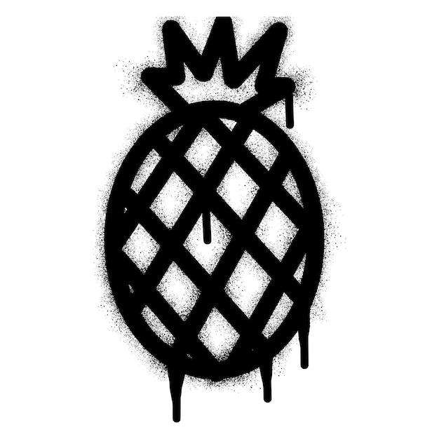 Pineapple graffiti with black spray paint.