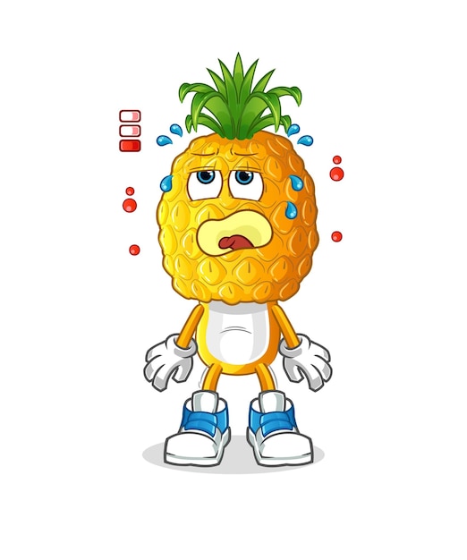 Pineapple head cartoon low battery mascot cartoon vector